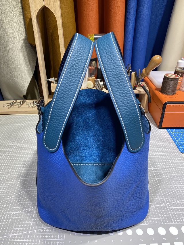Hermes original togo leather small picotin lock bag HP0018 blue
