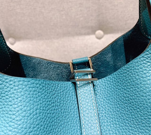 Hermes original togo leather picotin lock bag HP0022 blue jean