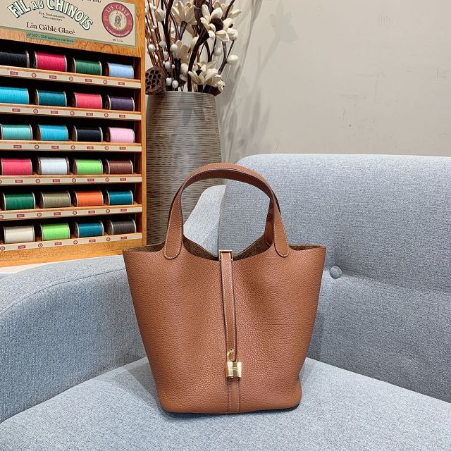 Hermes original togo leather small picotin lock bag HP0018 brown