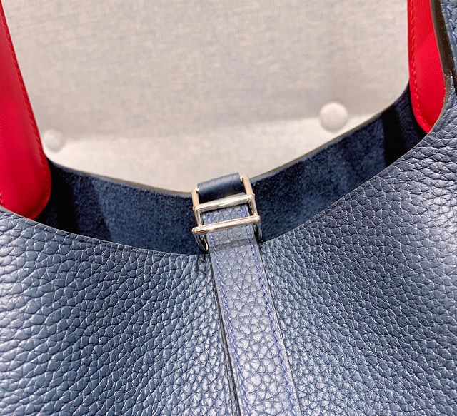Hermes original togo leather small picotin lock bag HP0018 dark blue