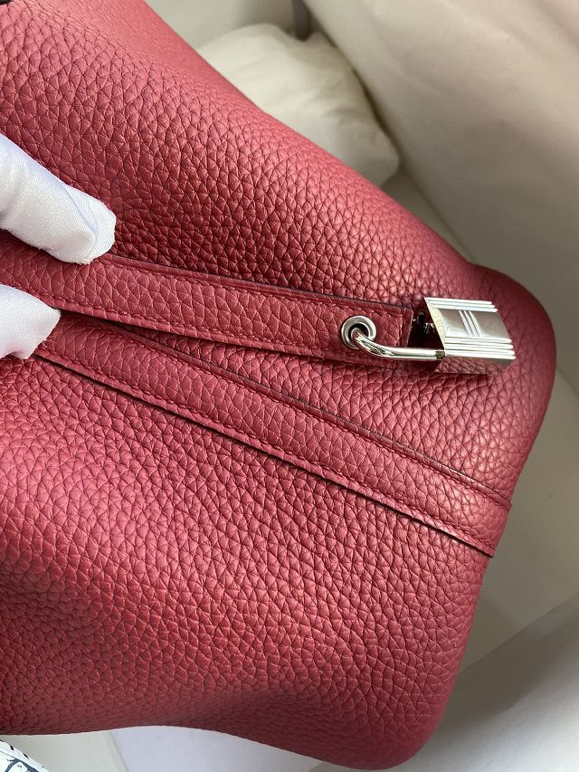 Hermes original togo leather small picotin lock bag HP0018 dark red