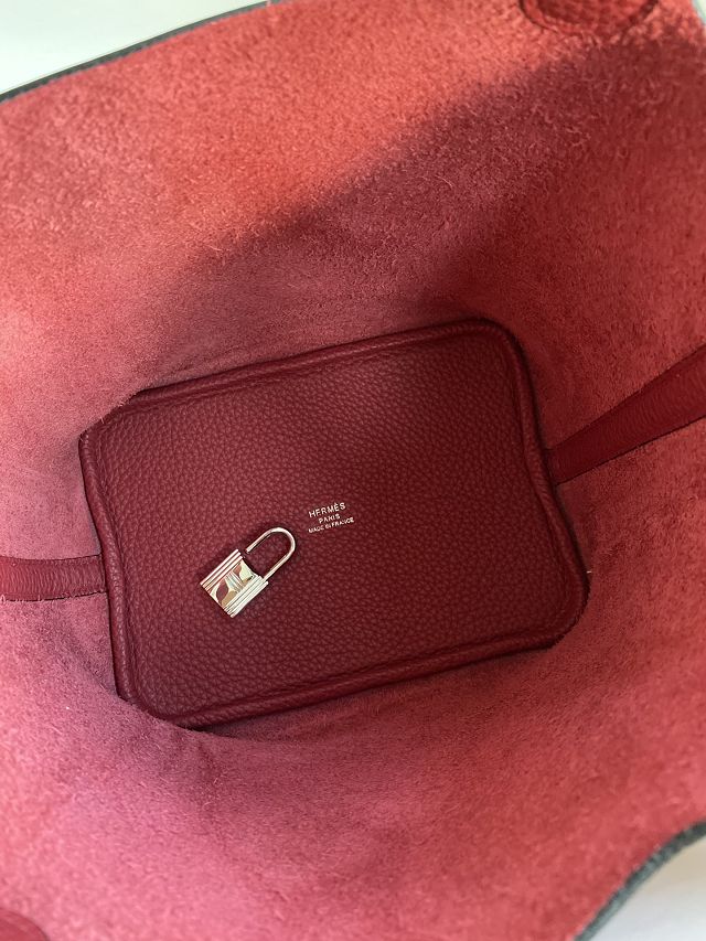 Hermes original togo leather small picotin lock bag HP0018 dark red