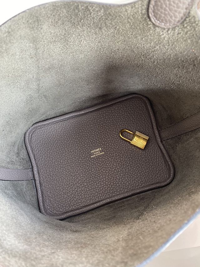 Hermes original togo leather picotin lock bag HP0022 gris etain