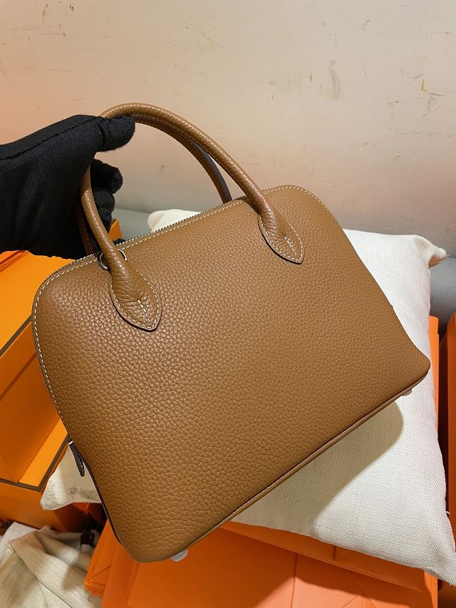 Hermes original togo leather bolide 25 bag B025 gold brown