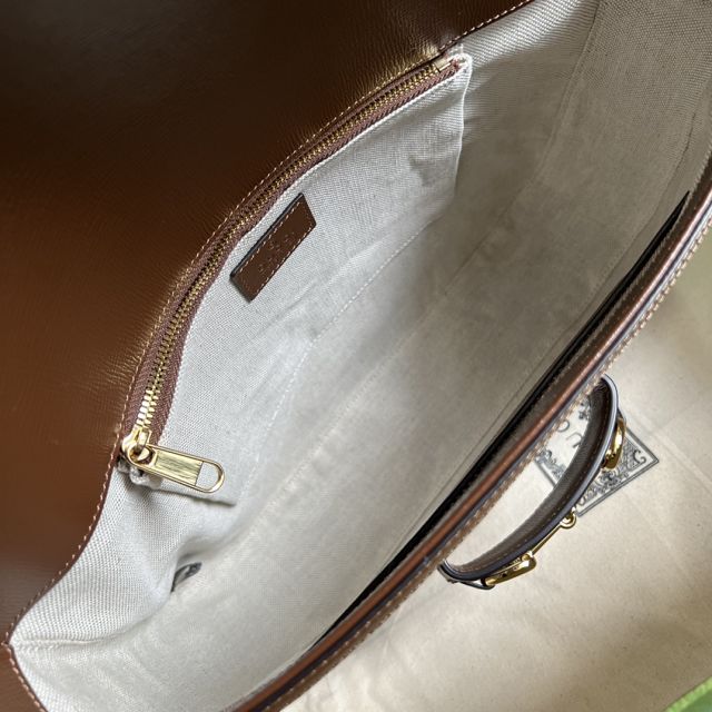 2023 GG original canvas horsebit 1955 large shoulder bag 700457 brown