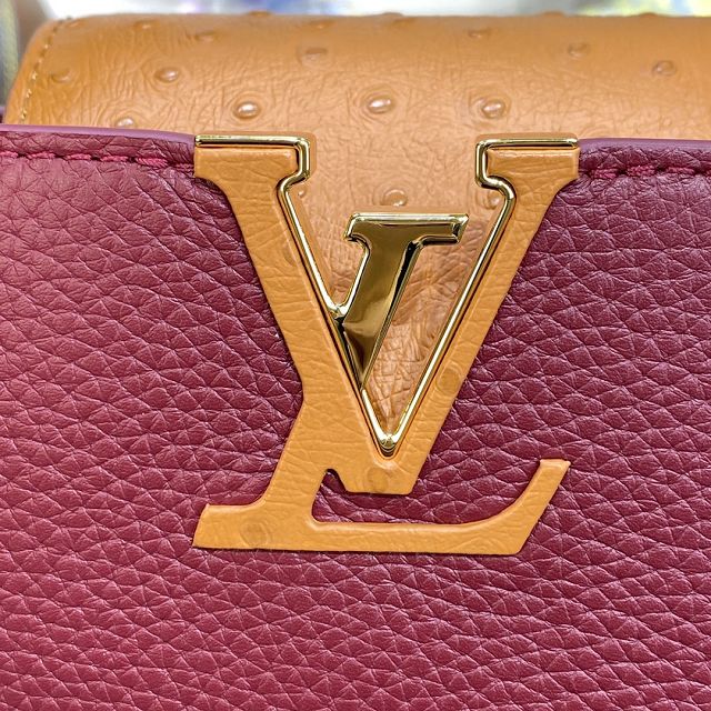 Louis vuitton original calfskin capucines mini handbag M81409 burgundy