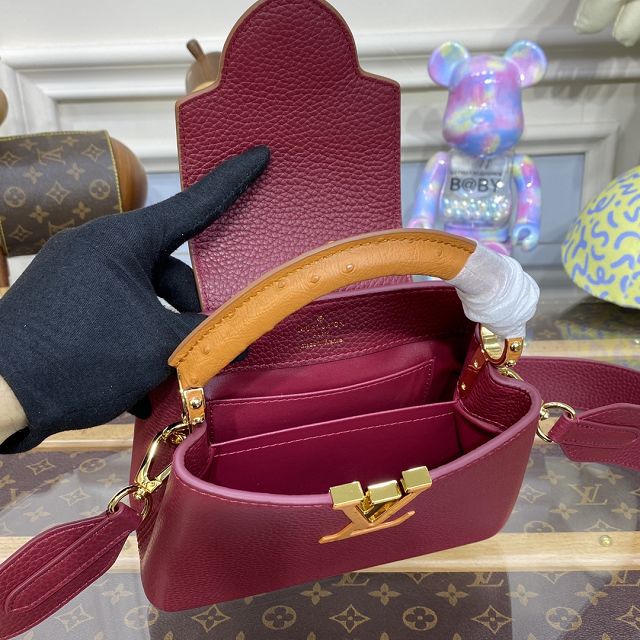 Louis vuitton original calfskin capucines mini handbag M81409 burgundy