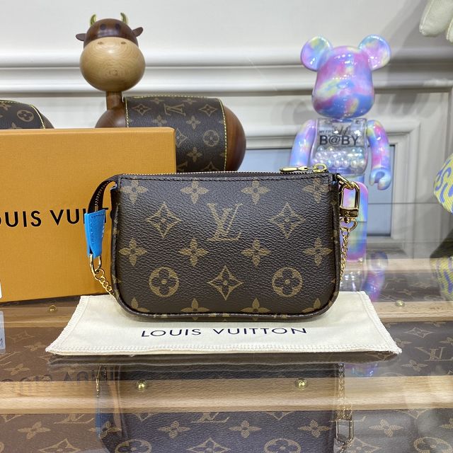 Louis vuitton original monogram canvas mini pochette M81637 blue