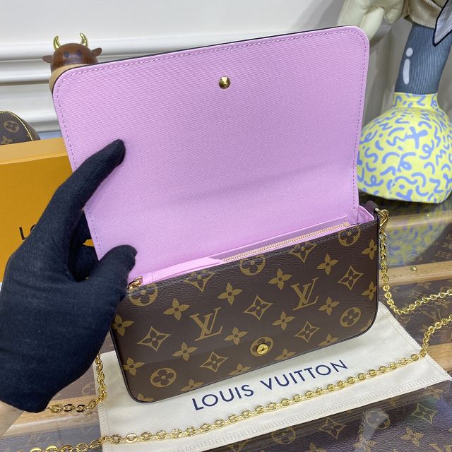 Louis vuitton original monogram canvas pochette felicie M81545 pink