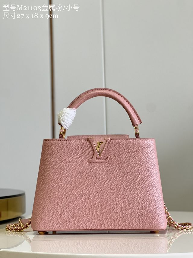 Louis vuitton original calfskin capucines BB handbag M21103 pink