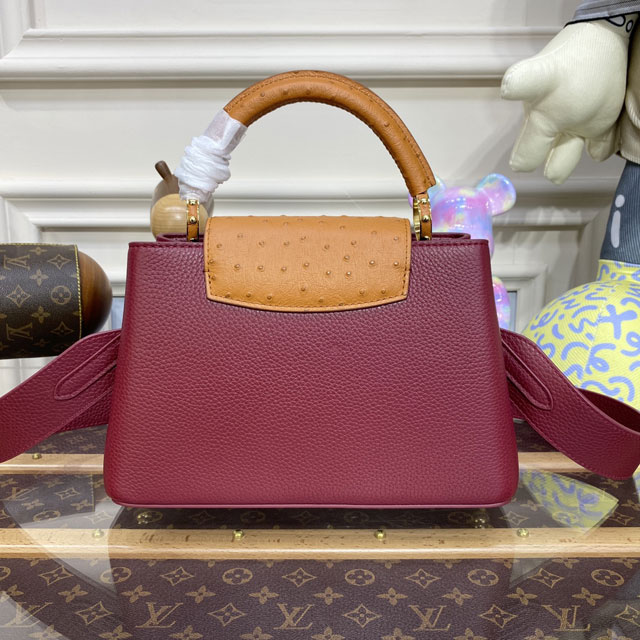 Louis vuitton original calfskin capucines BB handbag M58671 burgundy