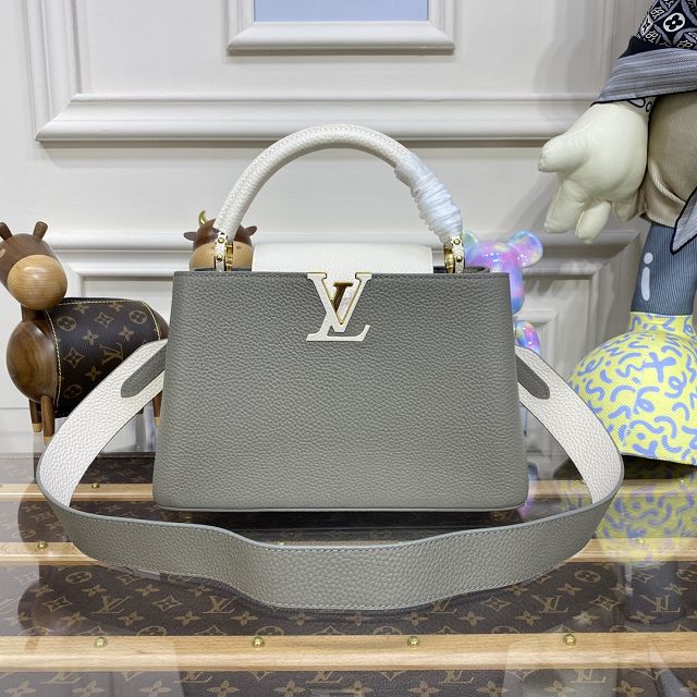 Louis vuitton original calfskin capucines mm handbag M20704 grey&white