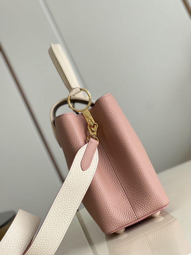 Louis vuitton original calfskin capucines mm handbag M20704 pink&white	