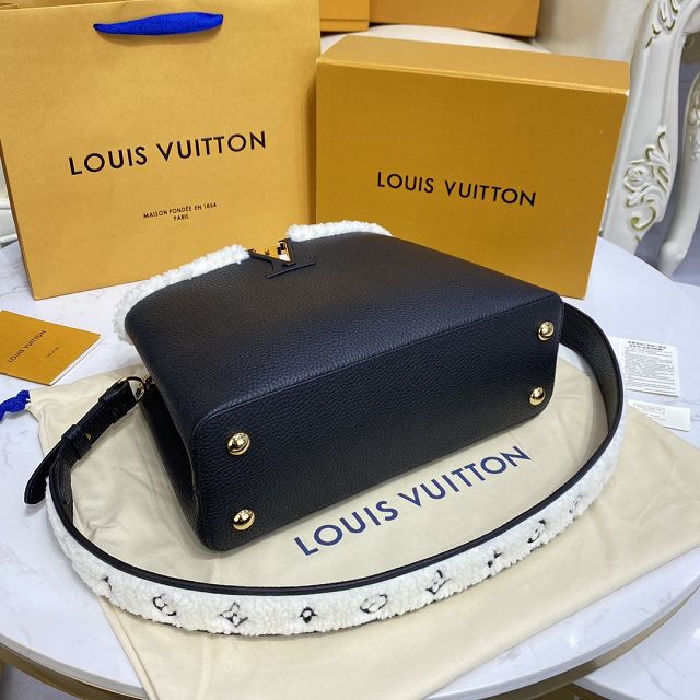 Louis vuitton original calfskin capucines mm handbag M59073 black