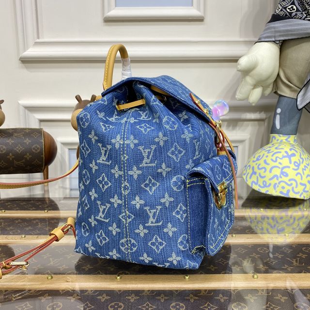 Louis vuitton original monogram denim large backpack M95056 blue