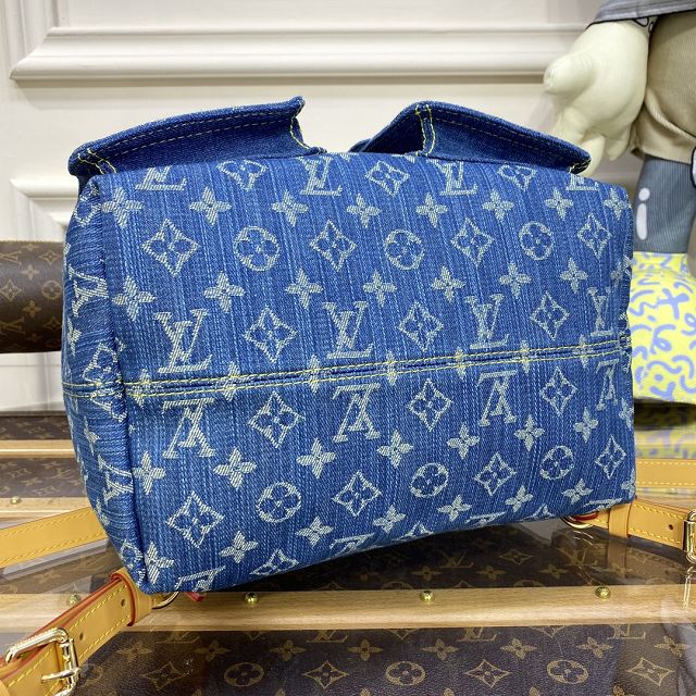 Louis vuitton original monogram denim large backpack M95056 blue