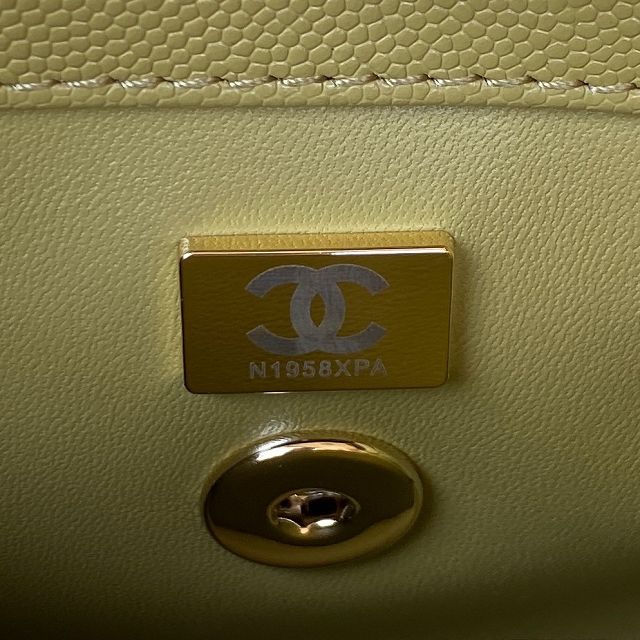 CC original grained calfskin small coco handle bag A92990 light green