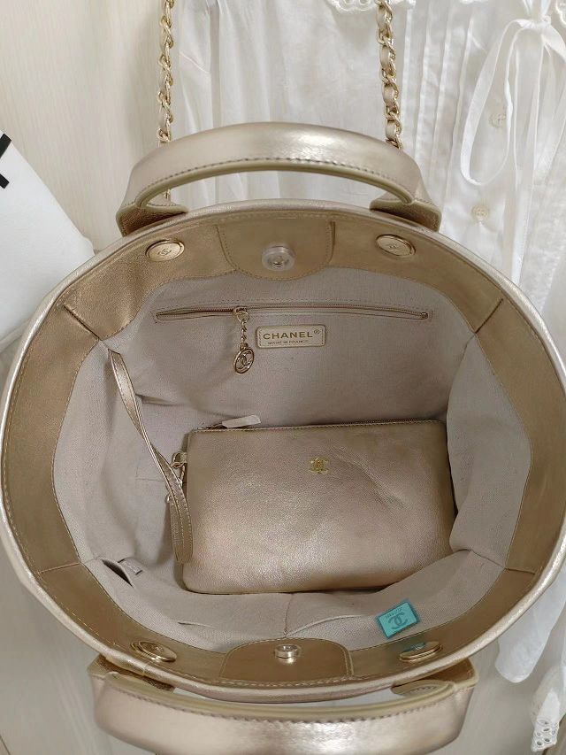 CC original calfskin large shopping bag A66941 light gold