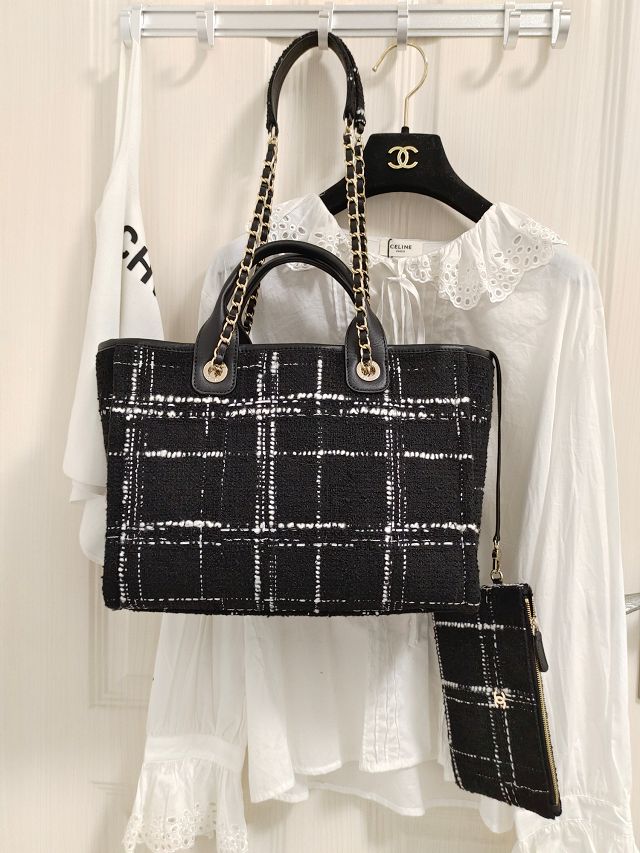CC original tweed small shopping bag AS3257 black