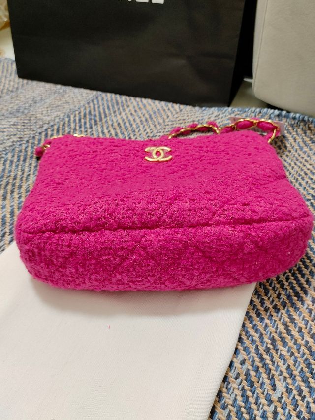 CC original tweed large hobo handbag AS3631 fuchsia