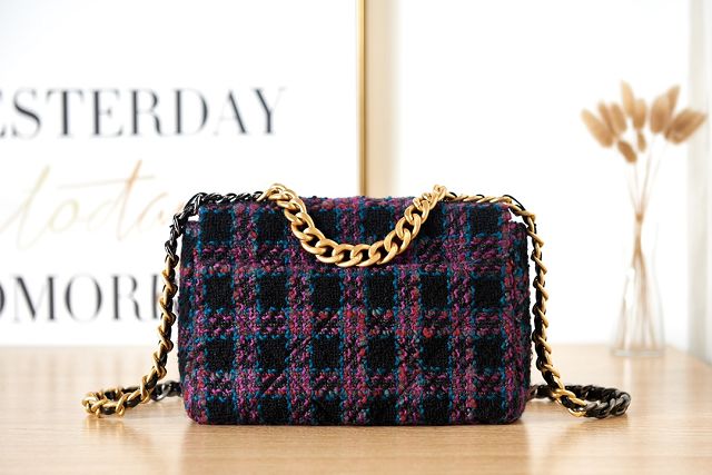 CC original tweed 19 small flap bag AS1160 black&pink