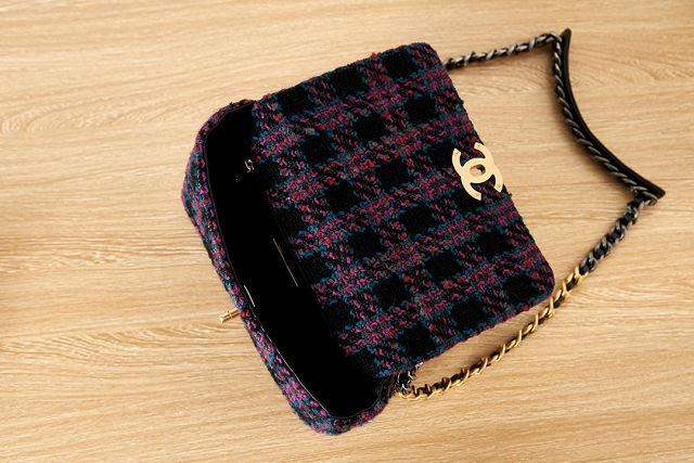 CC original tweed 19 small flap bag AS1160 black&pink