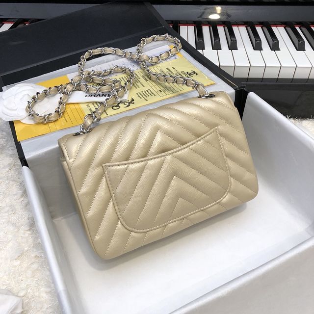 CC original grained calfskin mini flap bag A69900-3 gold