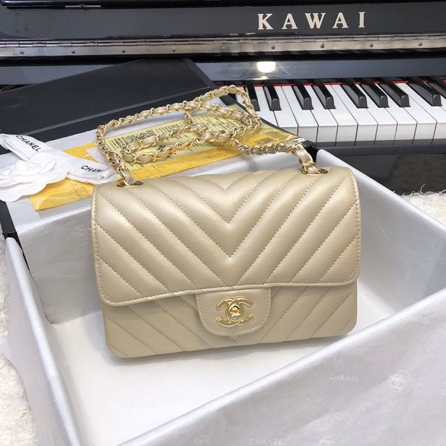 CC original grained calfskin mini flap bag A69900-3 gold