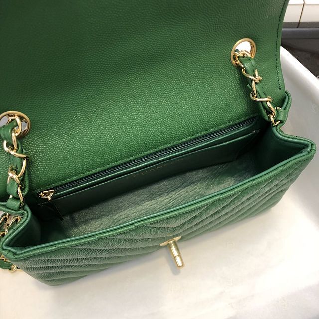 CC original grained calfskin mini flap bag A69900-3 green