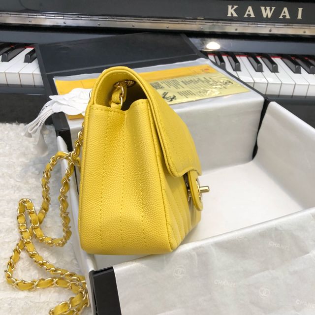 CC original grained calfskin mini flap bag A69900-3 yellow