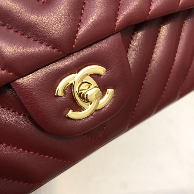 CC original lambskin leather mini flap bag A69900-4 bordeaux