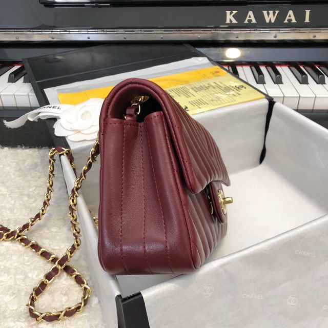 CC original lambskin leather mini flap bag A69900-4 bordeaux