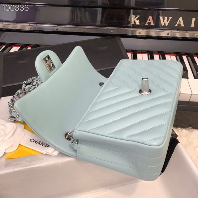 CC original lambskin leather mini flap bag A69900-4 ice blue