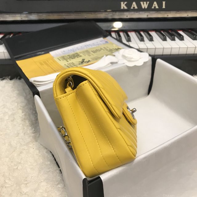 CC original lambskin leather mini flap bag A69900-4 yellow