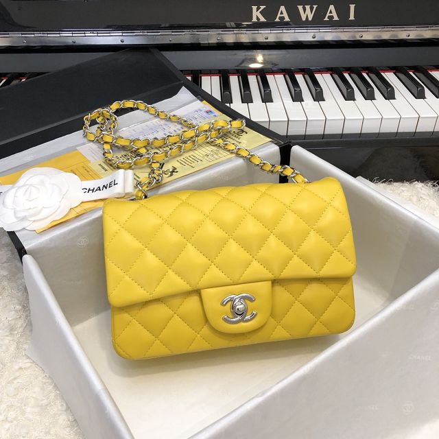 CC original lambskin mini flap bag A69900 yellow