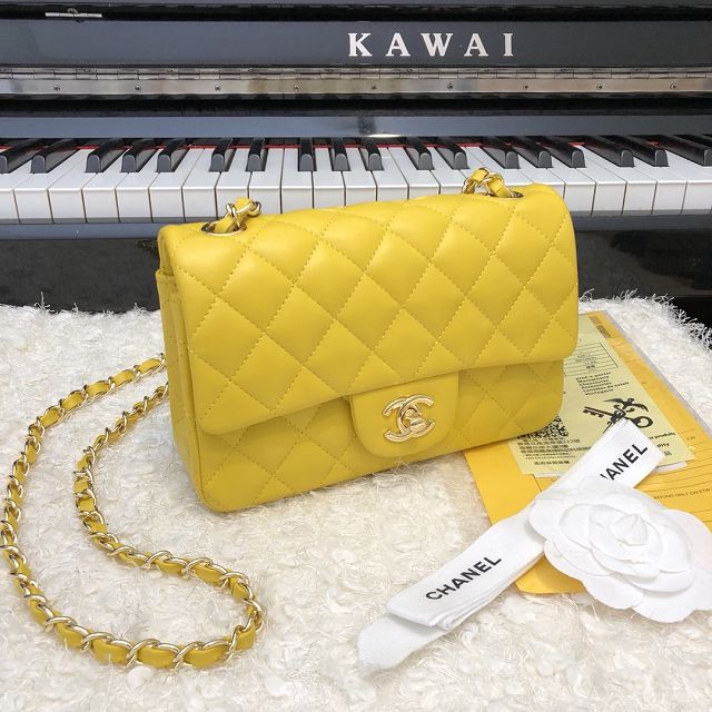 CC original lambskin mini flap bag A69900 yellow