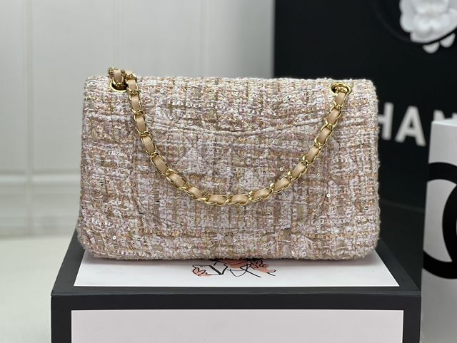 CC original tweed medium flap bag A01112 apricot