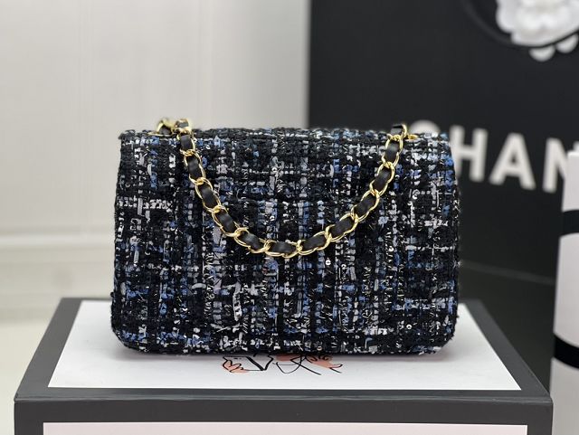 CC original tweed mini flap bag A69900 navy blue