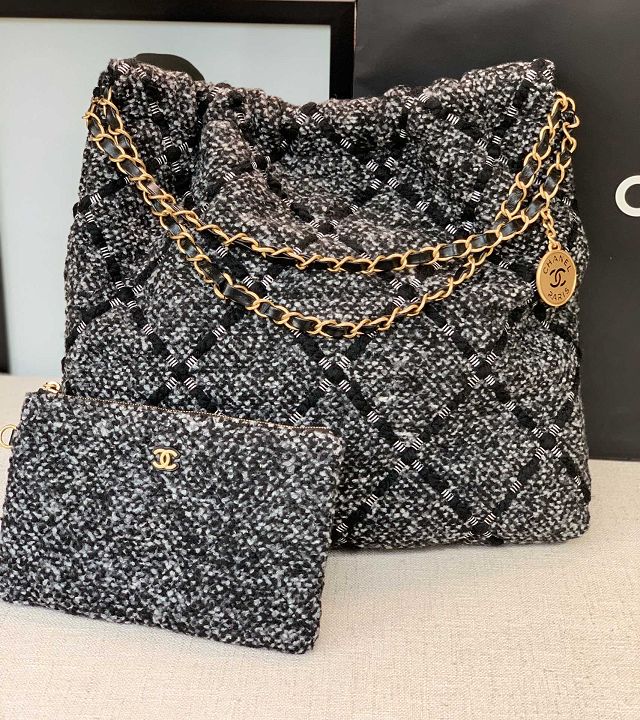 CC original tweed 22 medium handbag AS3261 black