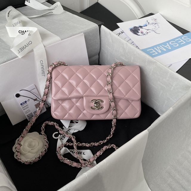 CC original lambskin mini flap bag A69900 light pink