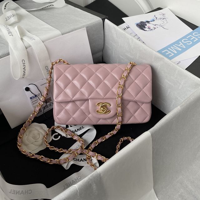 CC original lambskin mini flap bag A69900 light pink