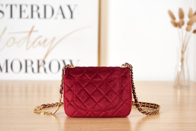 CC original velvet mini flap bag AS3442 red