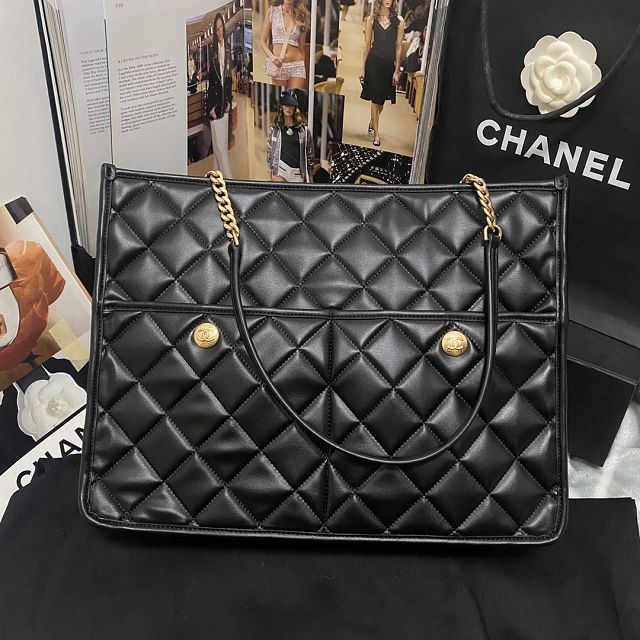 CC original lambskin shopping bag AS3500 black