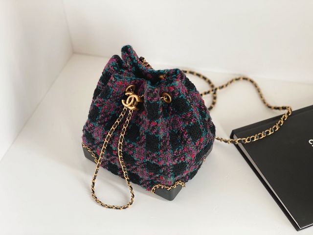 2023 CC original tweed gabrielle backpack AS3573 black