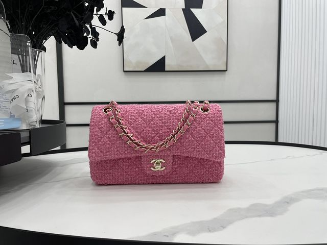 CC original tweed medium flap bag A01112 pink