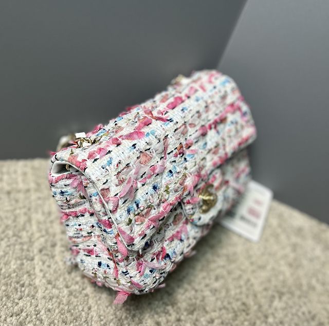 CC original tweed mini flap bag A69900 white&pink