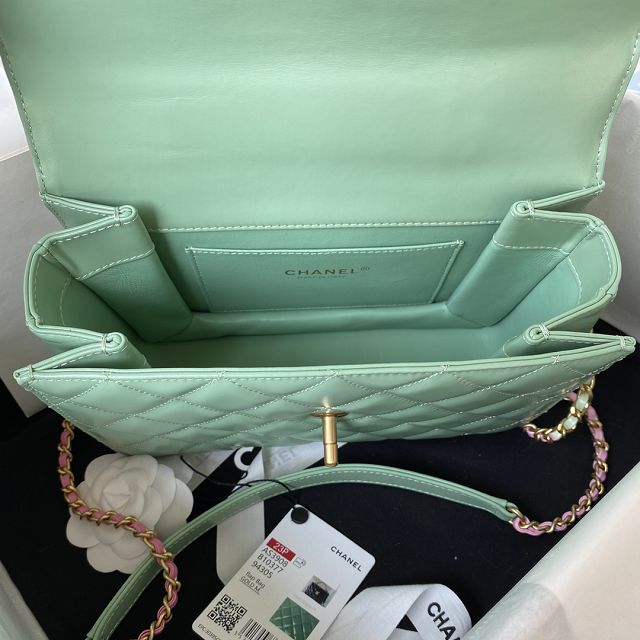 2023 CC original calfskin small flap bag AS3908 light green