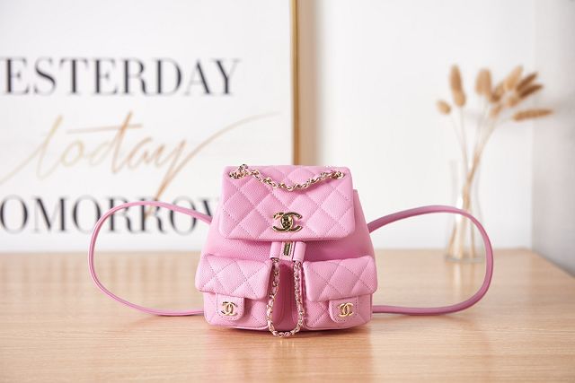 2023 CC original grained calfskin small backpack AS3787 pink