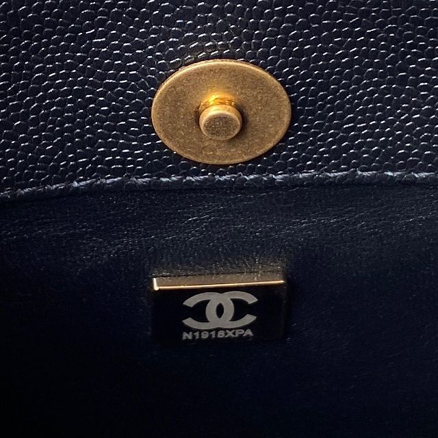 2023 CC original grained calfskin small hobo bag AS3830 black