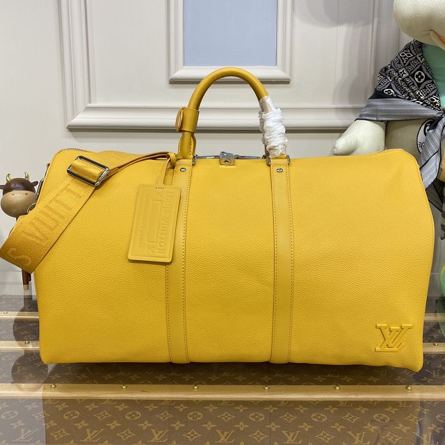 Louis vuitton original calfskin aerogram keepall 50 M21536 yellow